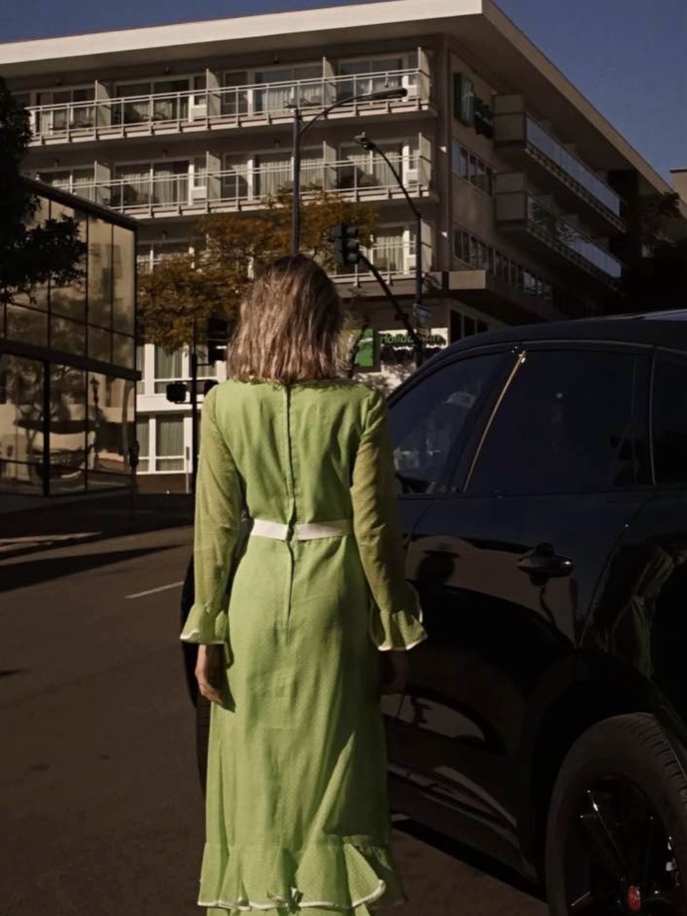 Light Green Ruffle Maxi Dress - vintage - Picture 3 of 4